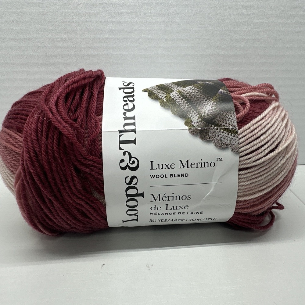 Loops & Threads Luxe Merino Yarn Color Ruby Multi 3-Light 341 Yds 4.4 Oz